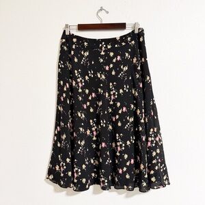 Jones New York Silk Floral Midi Skirt